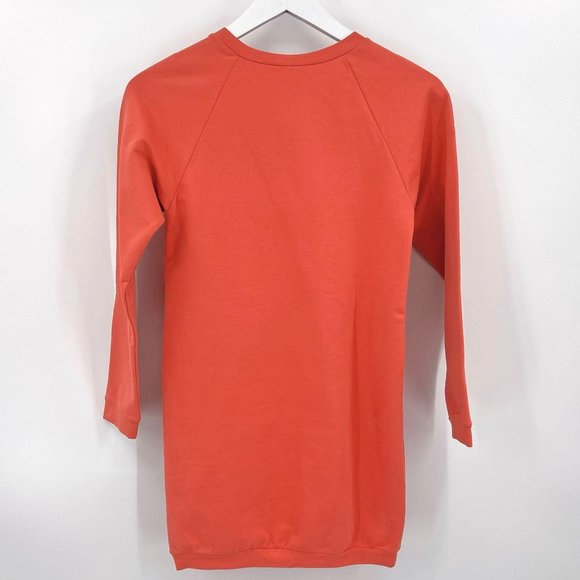 Chloe Orange Bow Ruffle Terry Knit Raglan Long Sleeve Crew Dress Girls Size 12 - Picture 2 of 11